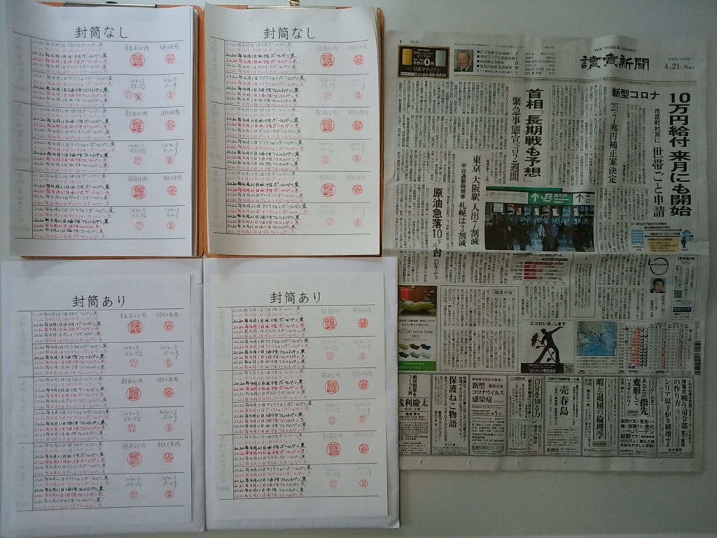 2020年4月21日:筆跡鑑定の研究用試料の作成