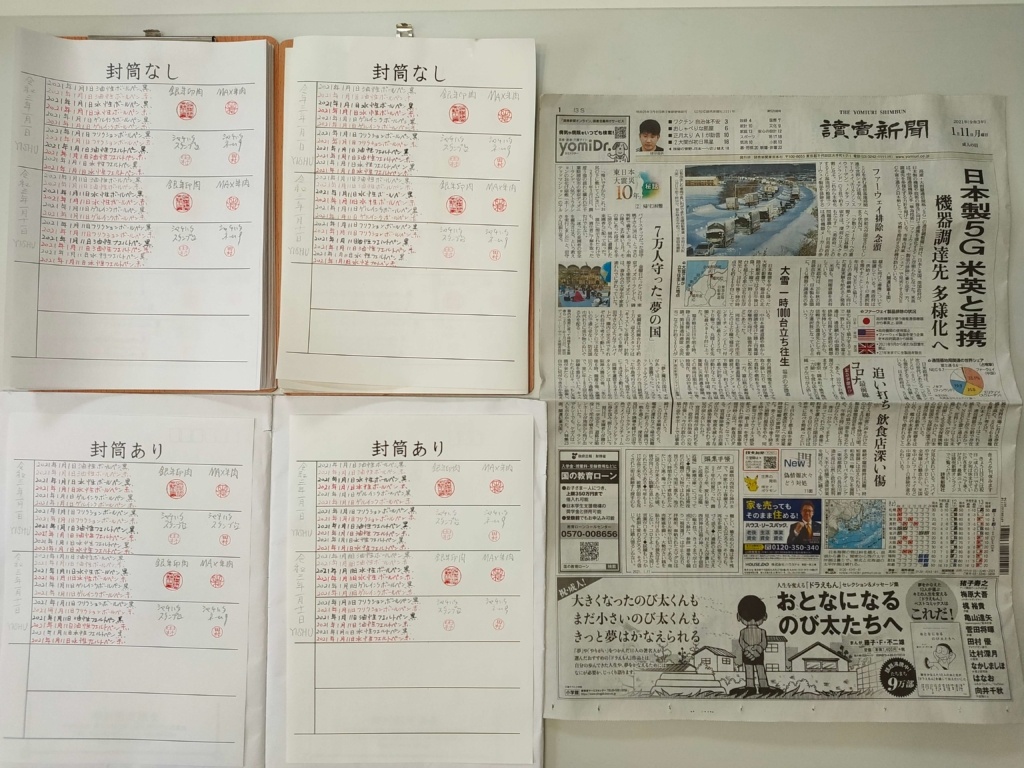 筆跡鑑定と印章鑑定の研究用試料:2021年1月11日
