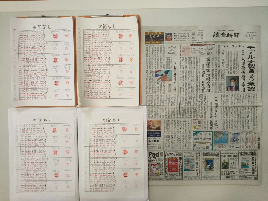 筆跡鑑定と印章鑑定の研究用試料の作成:2021年5月21日