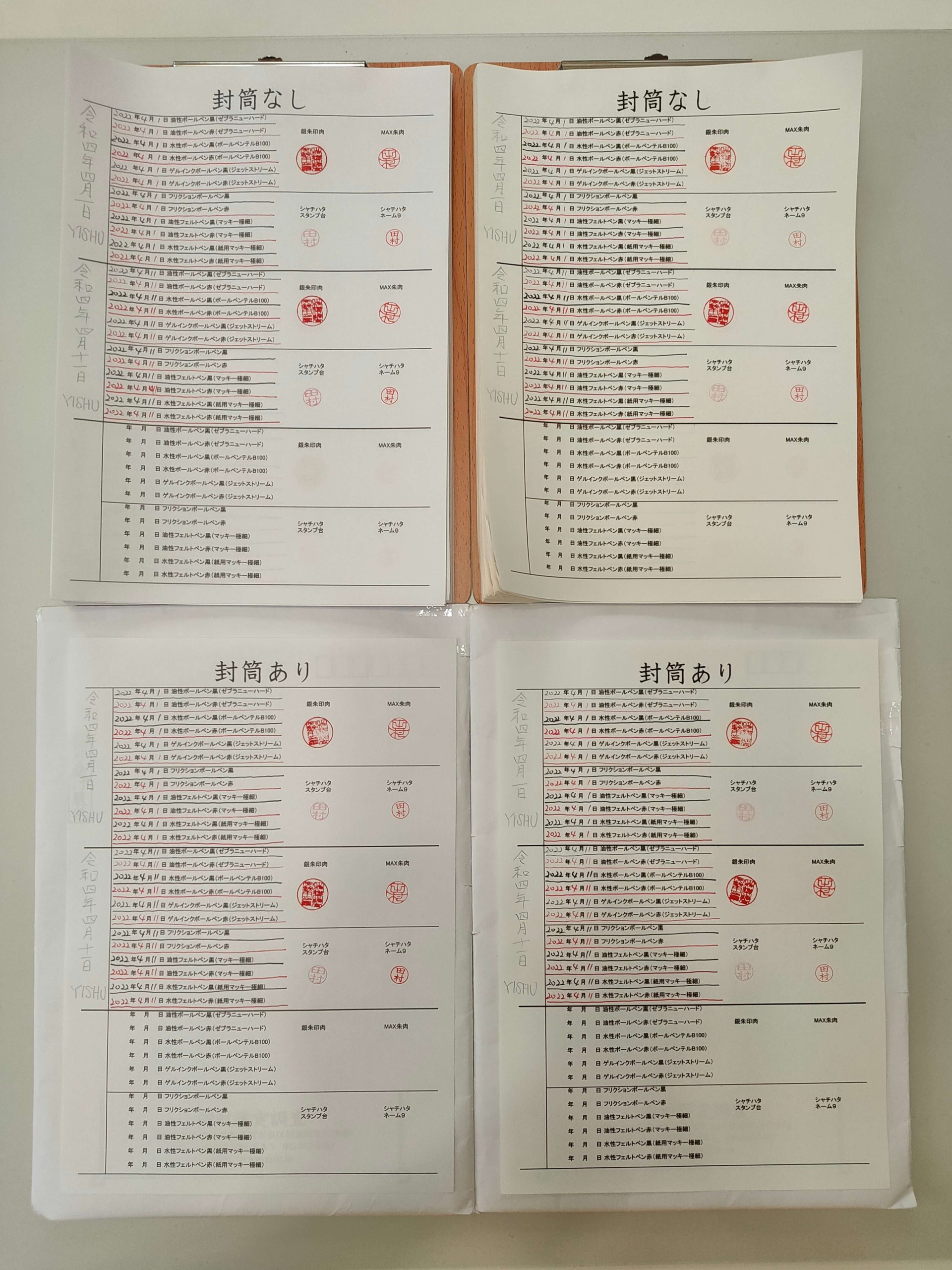 筆跡鑑定と印章鑑定の研究用試料の作成:2022年04月11日
