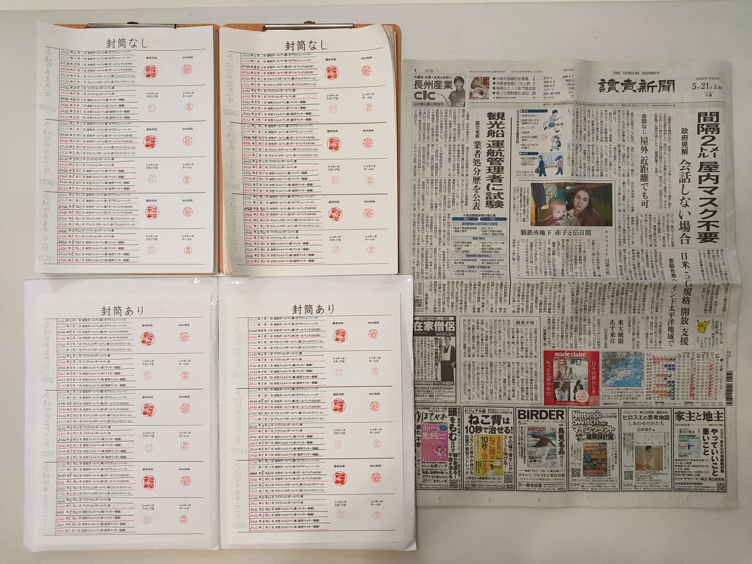 筆跡鑑定と印章鑑定の研究用試料の作成:2022年5月21日