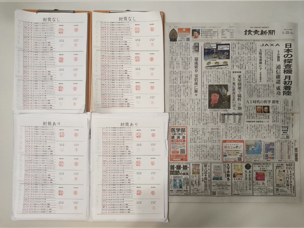 筆跡鑑定と印章鑑定の研究用試料の作成:2024年1月21日