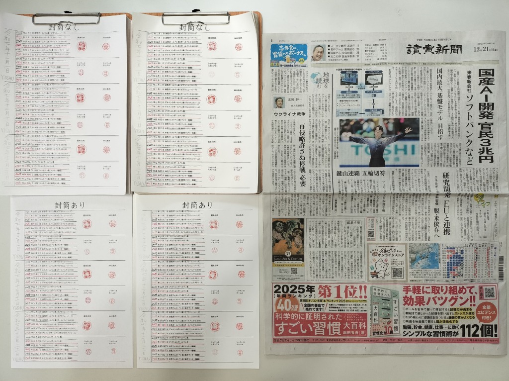 筆跡鑑定と印章鑑定の研究用試料の作成：2025年12月21日